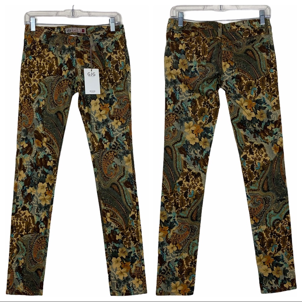 GJG Boho Paisley Skinny Floral Printed Pants NWT 1